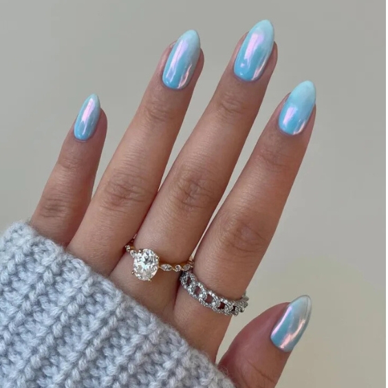 Icy Blue Winter Nails