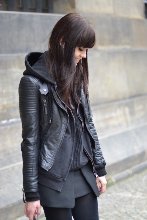 Leather Jacket with Hoodie