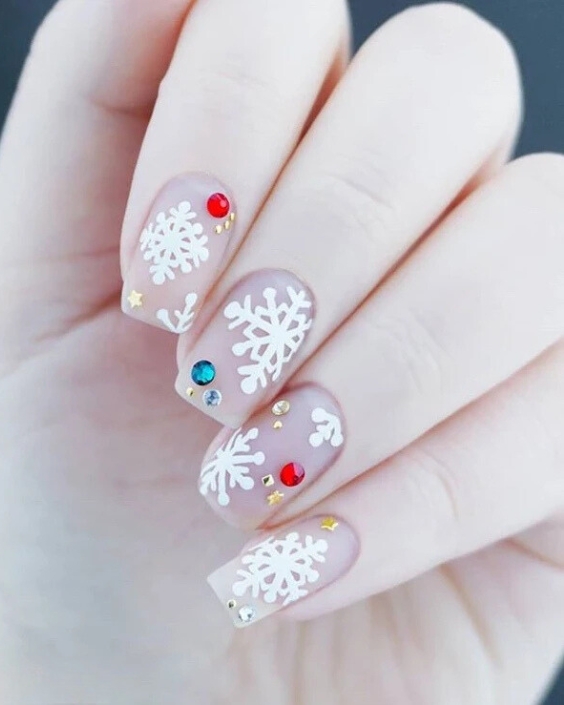 Rhinestone Snowflake Dazzle Nails