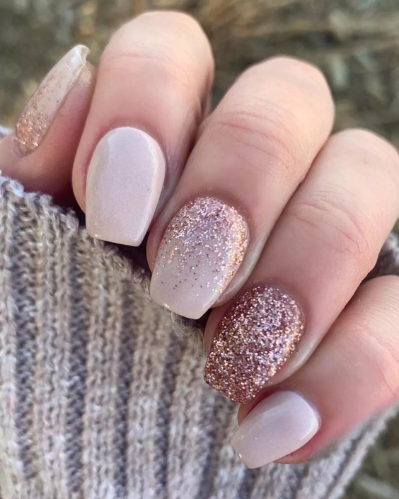 Rose Gold Glitter Nails