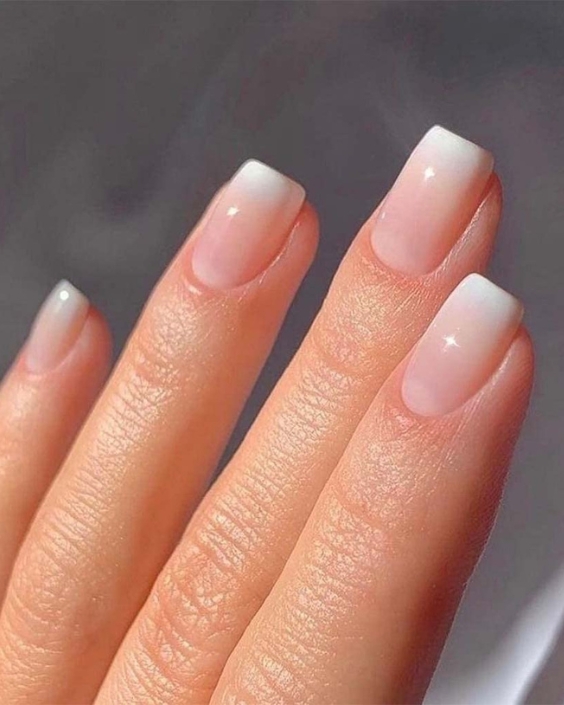 Short French Tips Acrylic Nails