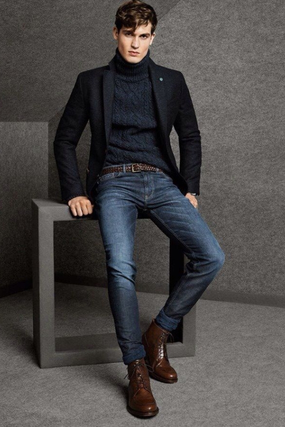 Turtleneck and Blazer with Jeans