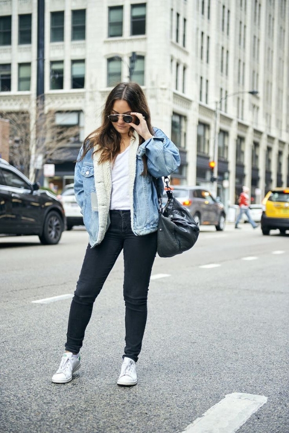 Casual Chic in Shearling Denim