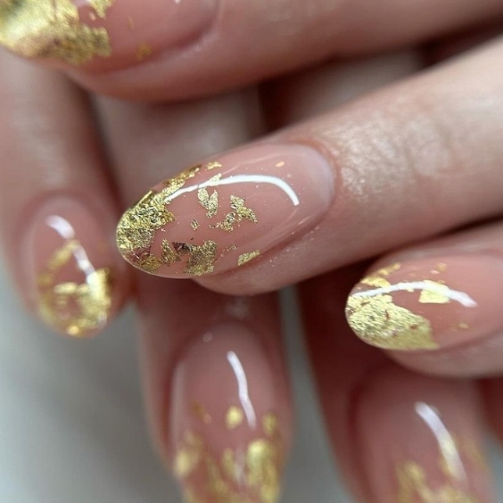 Gold Foil Wedding Nails