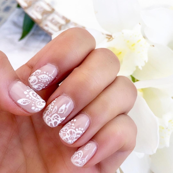 Lace-Inspired Wedding Nails