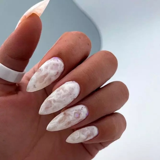 Marble Bridal Nails