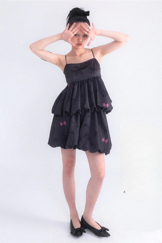 Pleated Balloon Skirt with a Satin Camisole