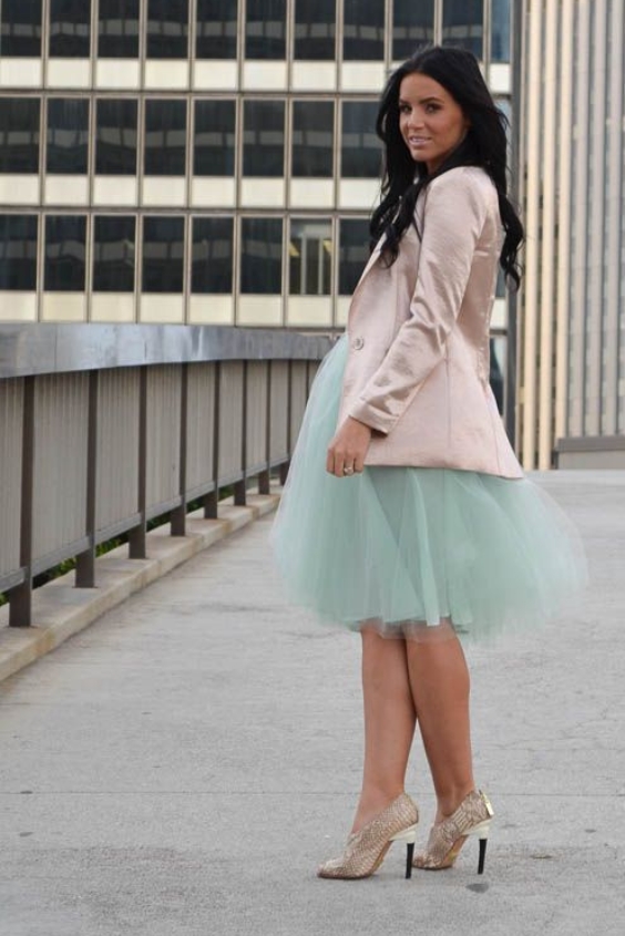 Puffy Skirt and Blazer Ensemble