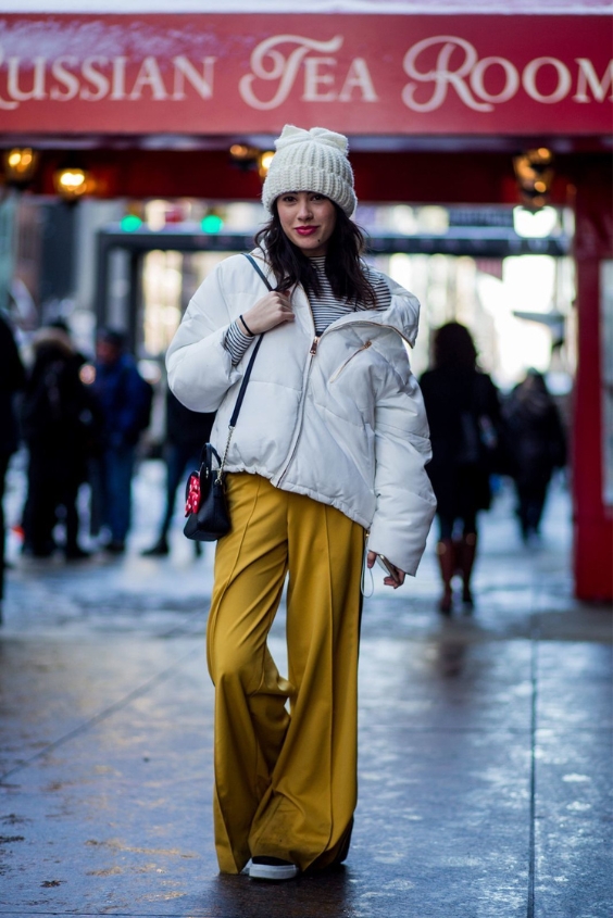 Tailored Puffer Jacket with Wide-Leg Trousers