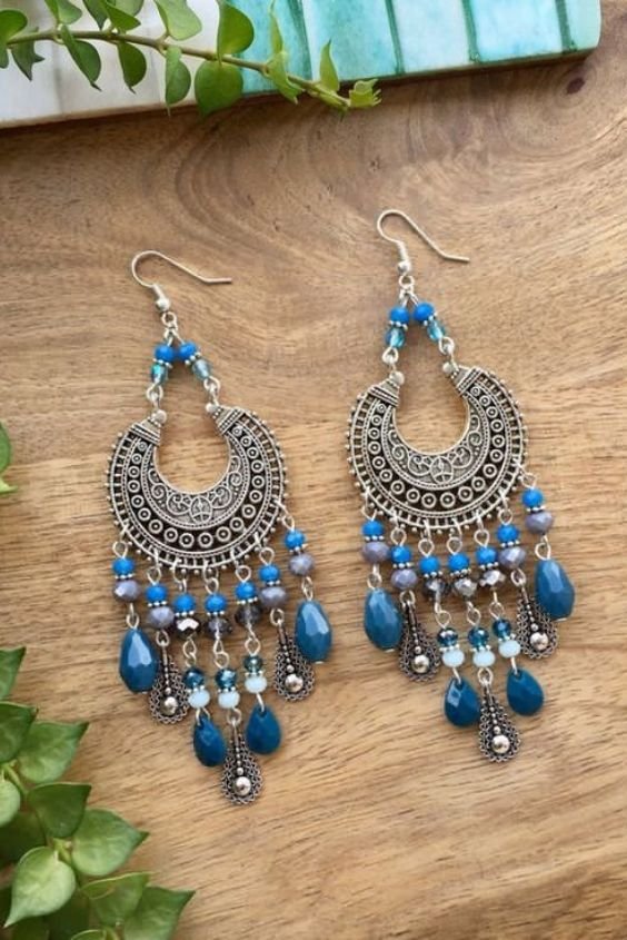 Beaded Boho Chandelier Earrings