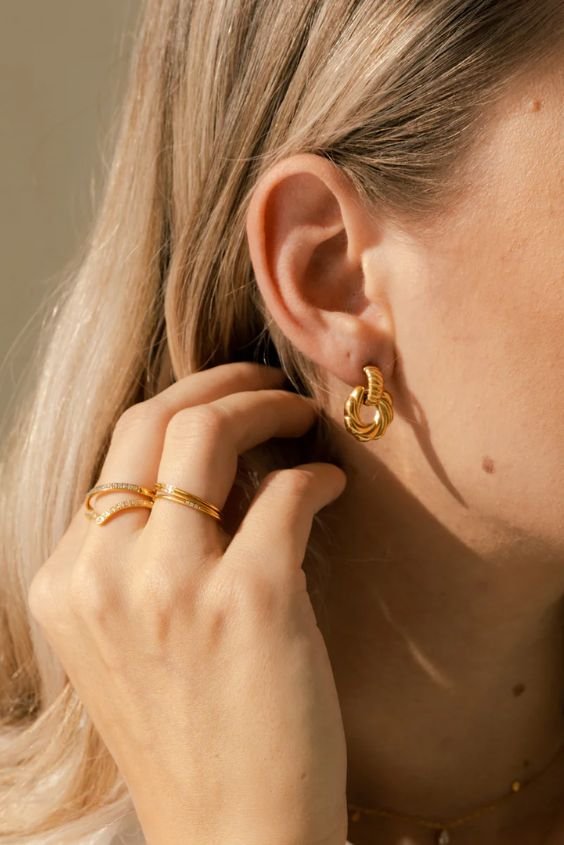 Gold Huggie Hoops with a Twist