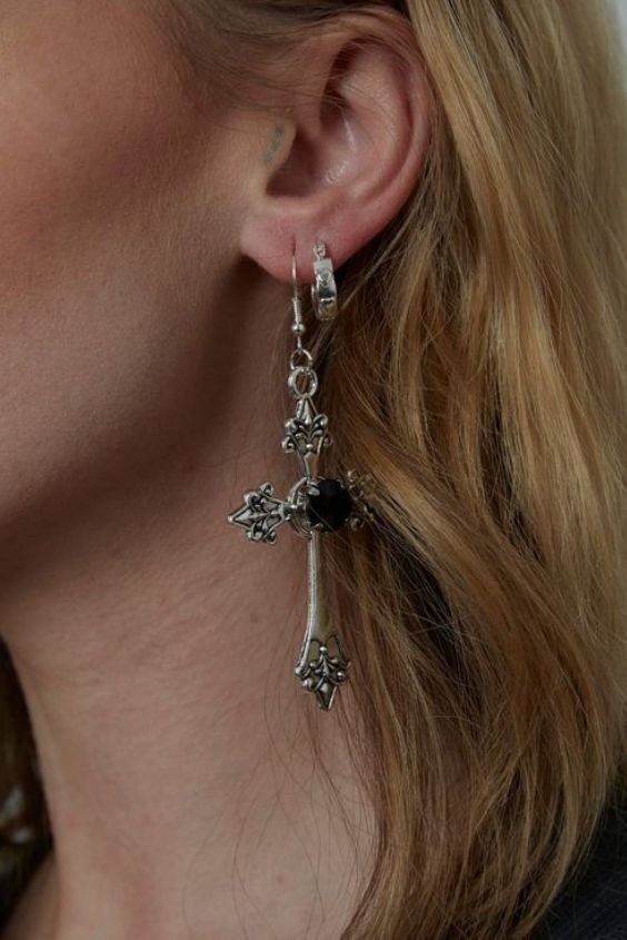 Gothic Cross Drop Earrings