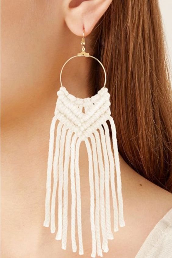 Macrame Hoop Earrings