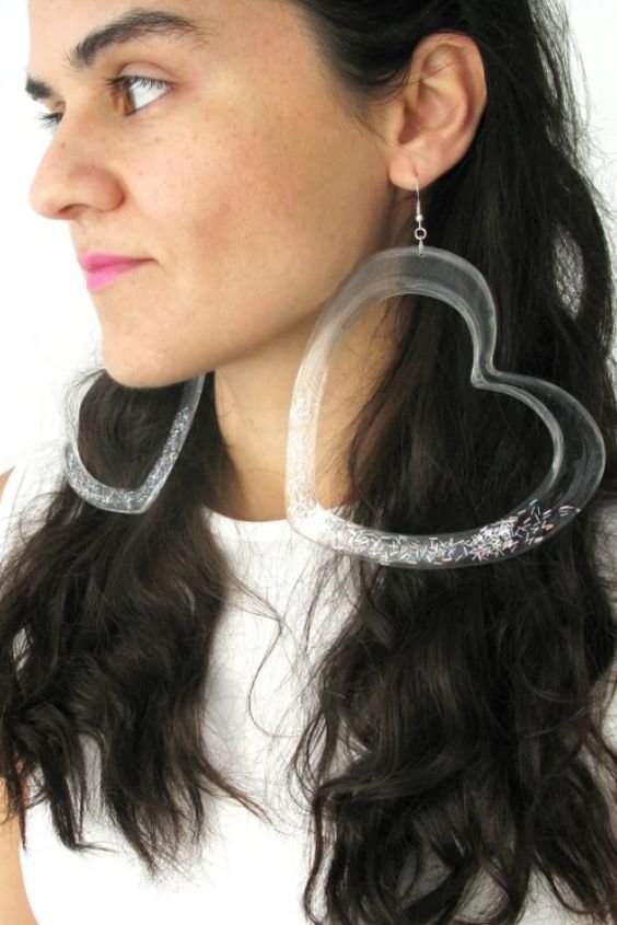 Oversized Acrylic Heart Earrings