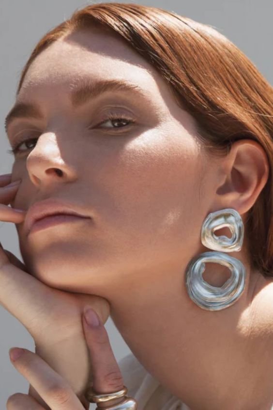 Sculptural Silver Statement Earrings
