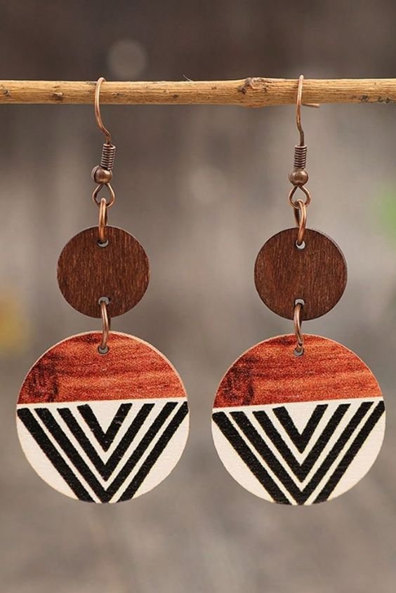 Wooden Geometric Earrings