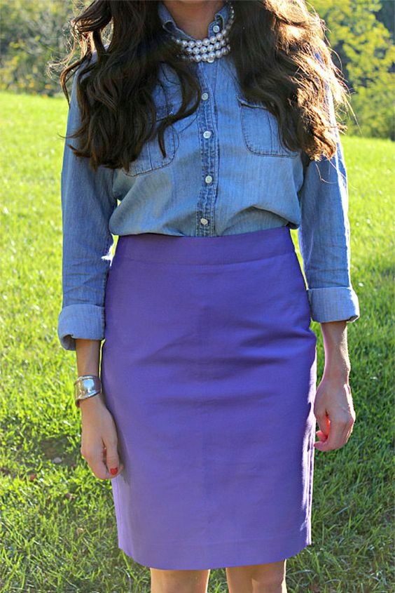 Chambray Shirt and Pencil Skirt