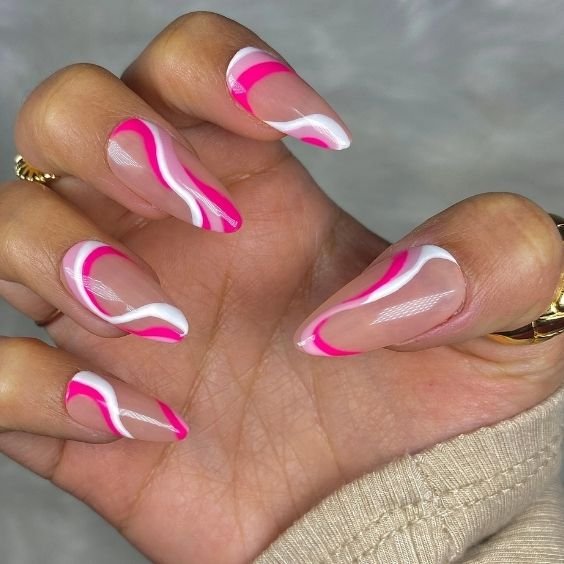 Hot Pink Swirl Nails