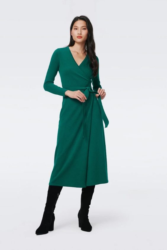 Knee-Length Wrap Dress