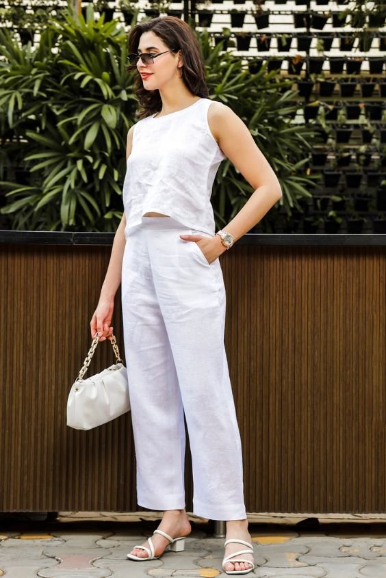 Linen Trousers and Sleeveless Top