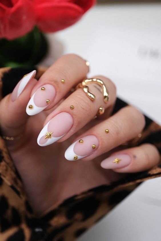 Matte Nails Gold Accents 