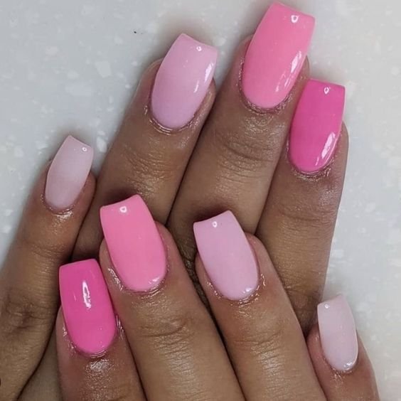 Pink Ombré Gradient Nails