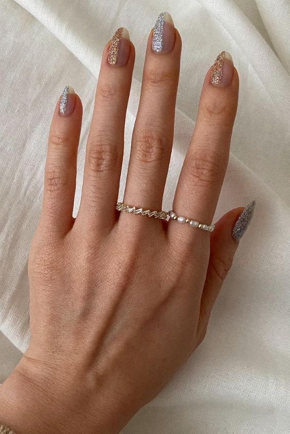 Sparkly Negative Space Nails 