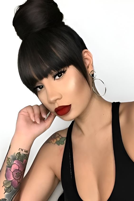 Braided Bun With Sleek Fringe