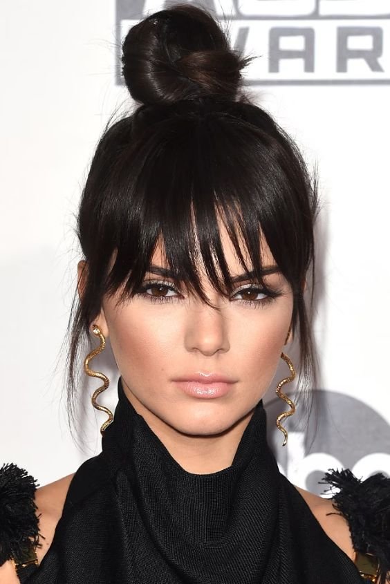 Full High Buns With Bangs
