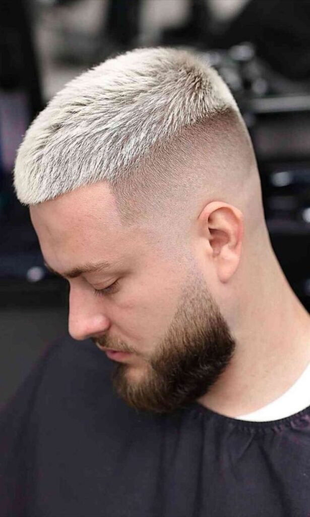 Icy Blonde Highlights on Buzz Cut