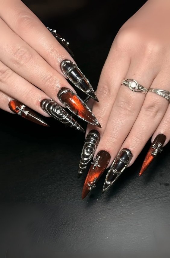 Intricate Gothic Nail Art