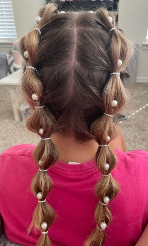 2 Pigtail Bubble Braids with Beads
