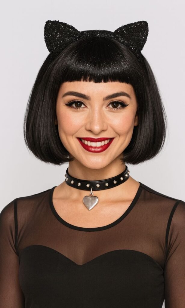 Black Bob with Sparkly Cat Ears