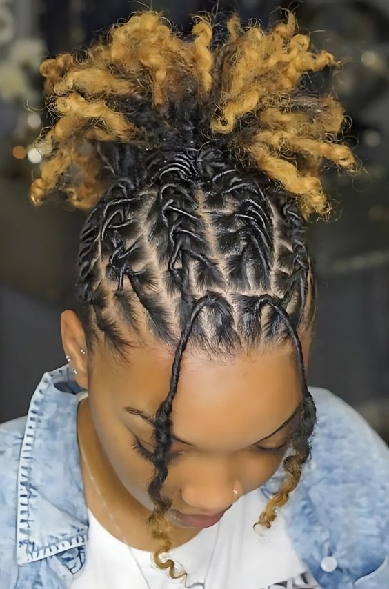 Blonde Swirly Dread Bun