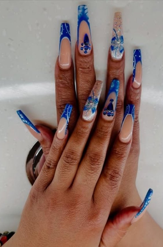 Blue Swirl Fantasy Nails