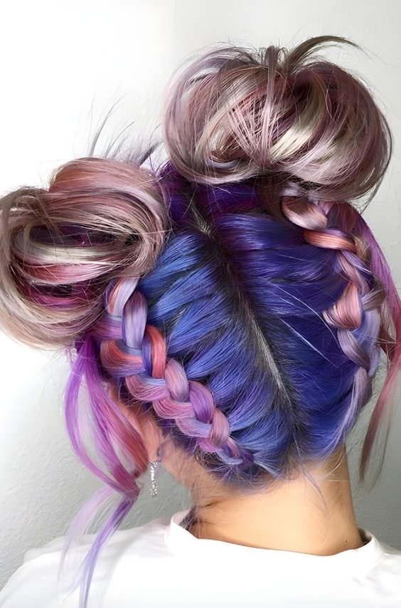 Braided Buns And Ombre Colors 