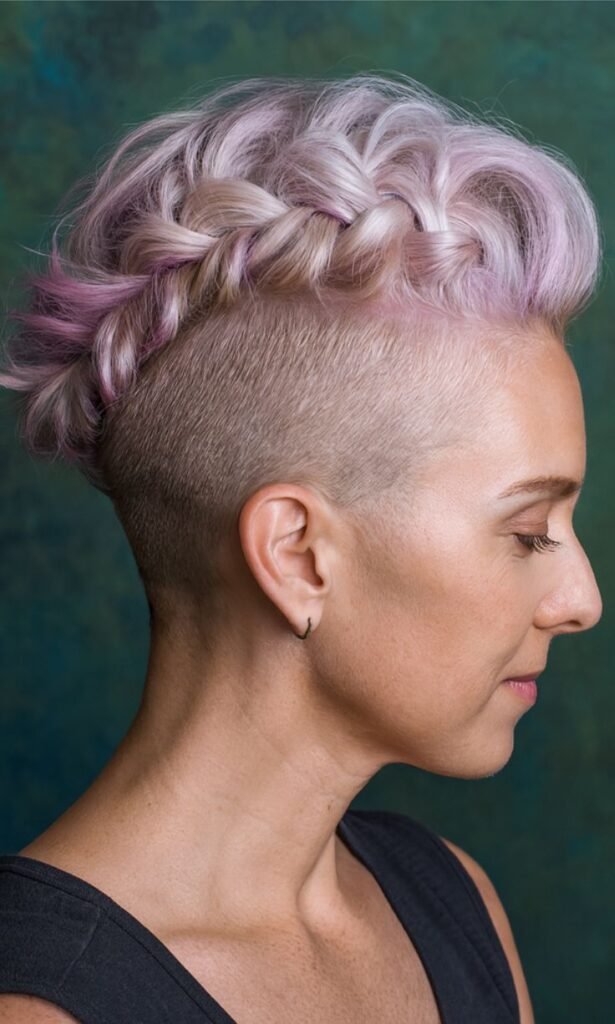Braided Mohawk with Shaved Sides (Faux)