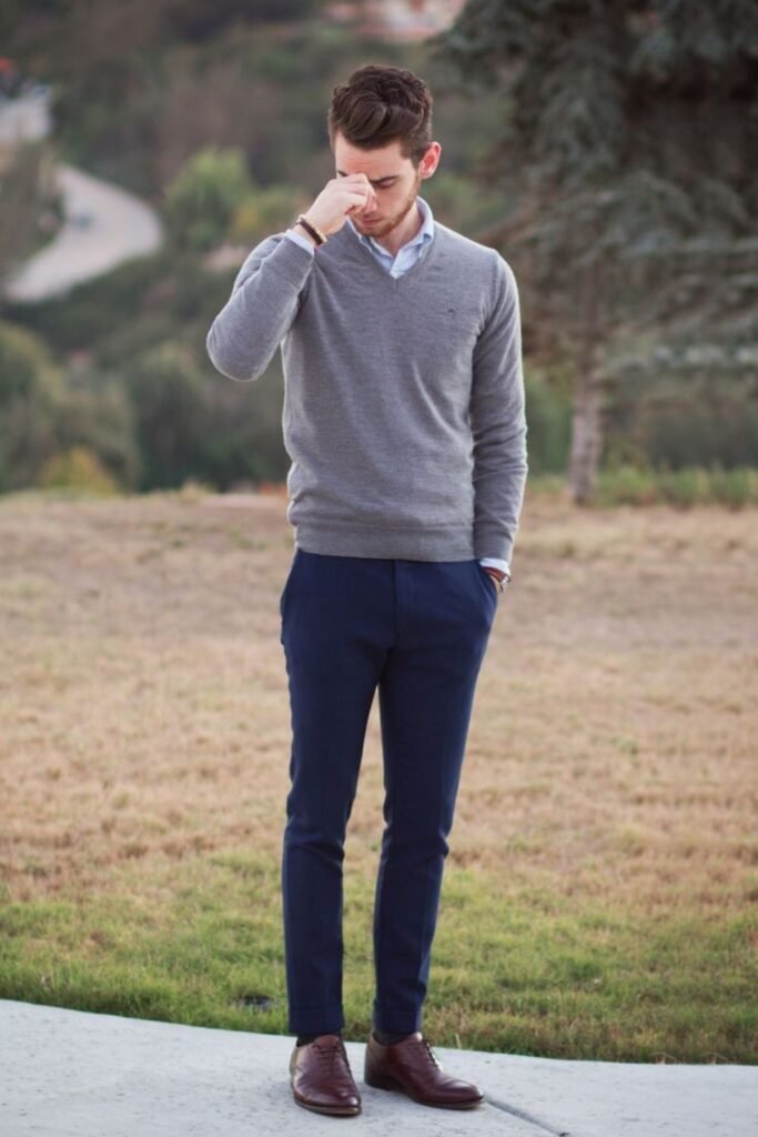 Business Casual Look with Sweater and Trousers