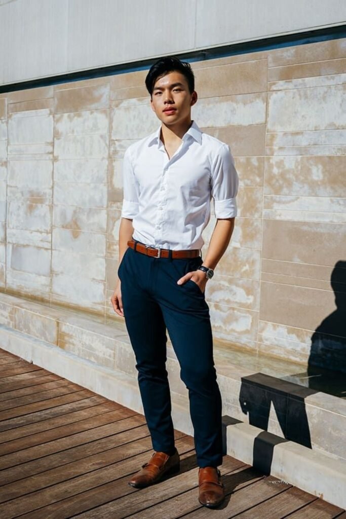 Button-Up Shirt and Slim-Fit Pants