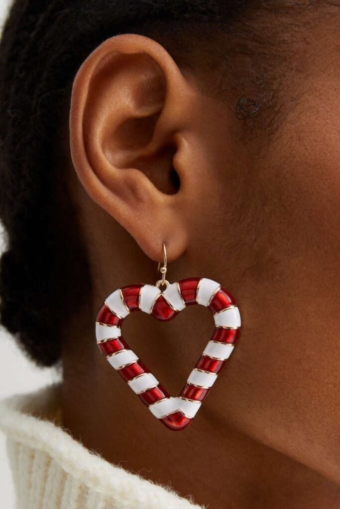 Candy Cane Heart Earrings