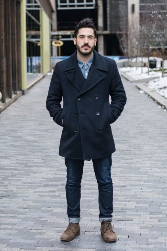 Classic Look with Peacoat and Slim Jeans
