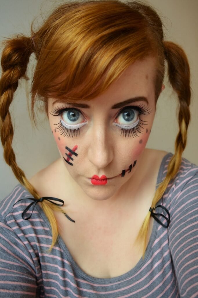 Creepy Doll Pigtails with Ribbon