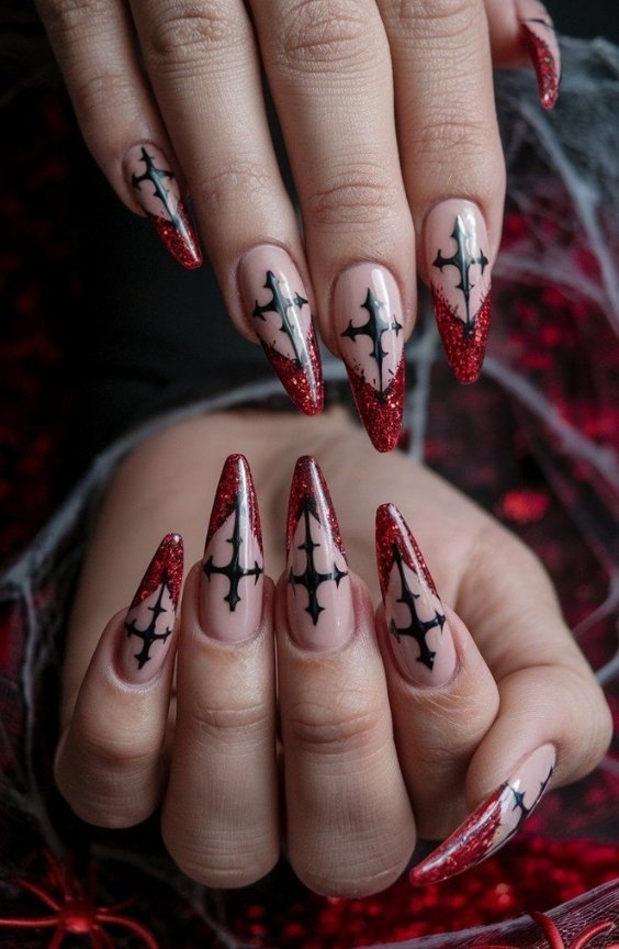 Crimson Vein Nail Art