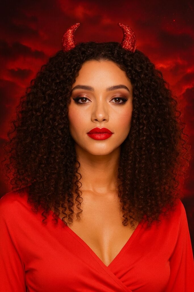 Curly Afro with Glitter Horns