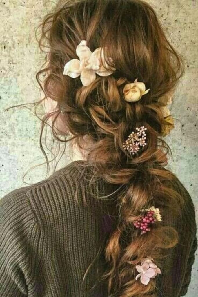 Curly Braid with Floral Skulls