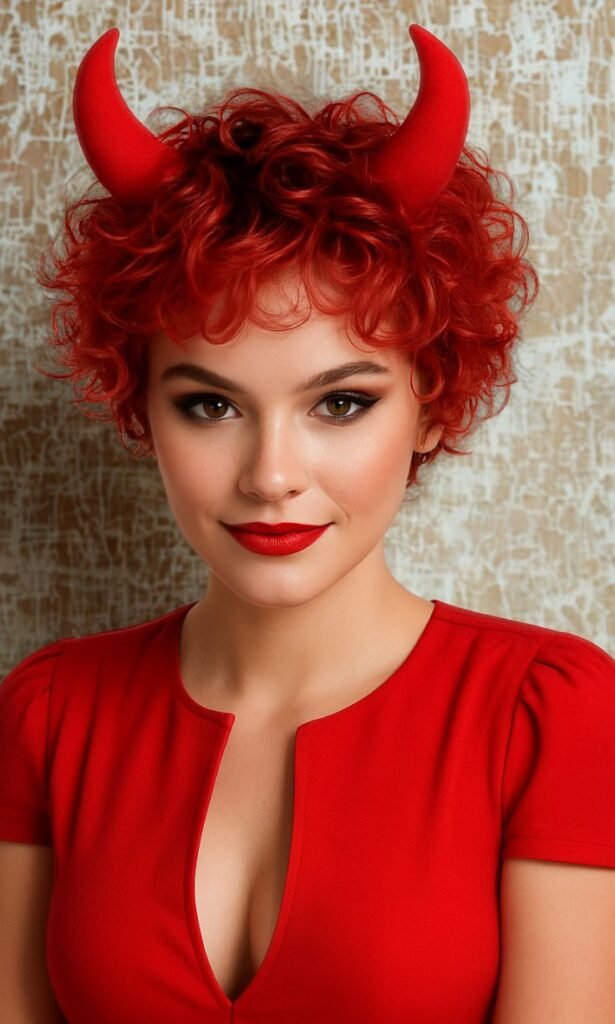 Curly Devil Pixie with Red Accessories