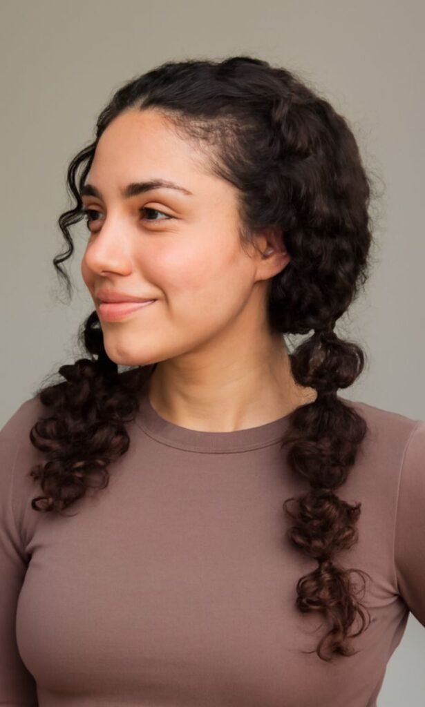 Curly Pigtail Bubble Braids