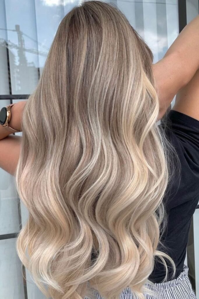 Dimensional Vanilla Latte Blonde with Foil Highlights