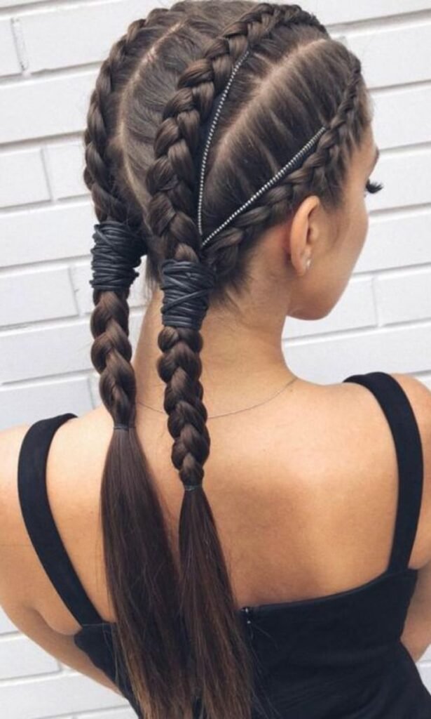 Double Dutch Braids with Hair Rings