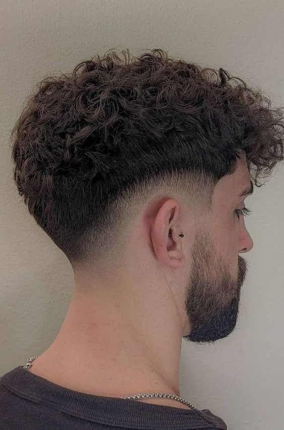 Drop Fade with Curly Top